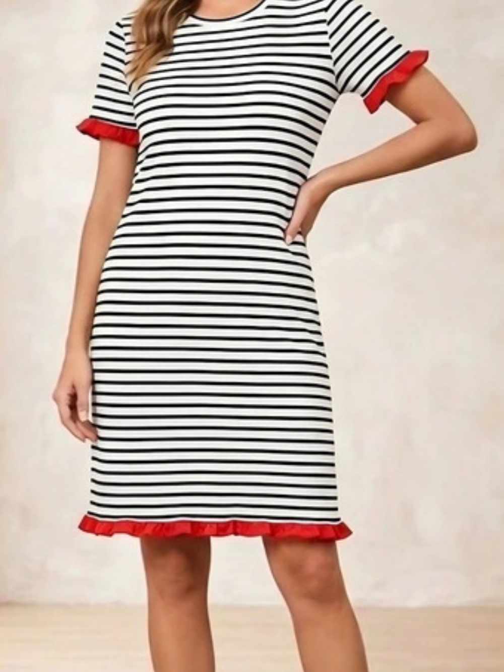 Boden Emily Striped Ruffle Cotton Midi Dress Size 8R